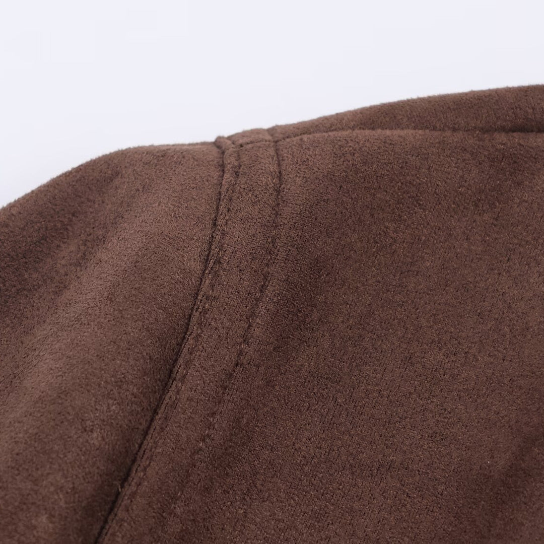 Damen elegante Suede Blazerjacke mit Taillengürtel Drune