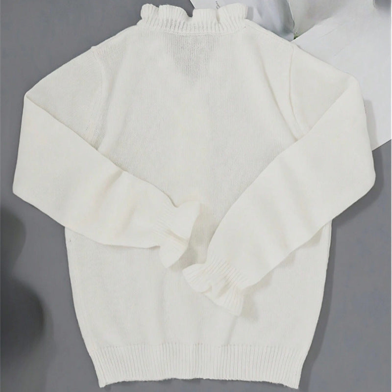 Damen Bluse mit Rüschensaum und dekorativen Knöpfen Drune
