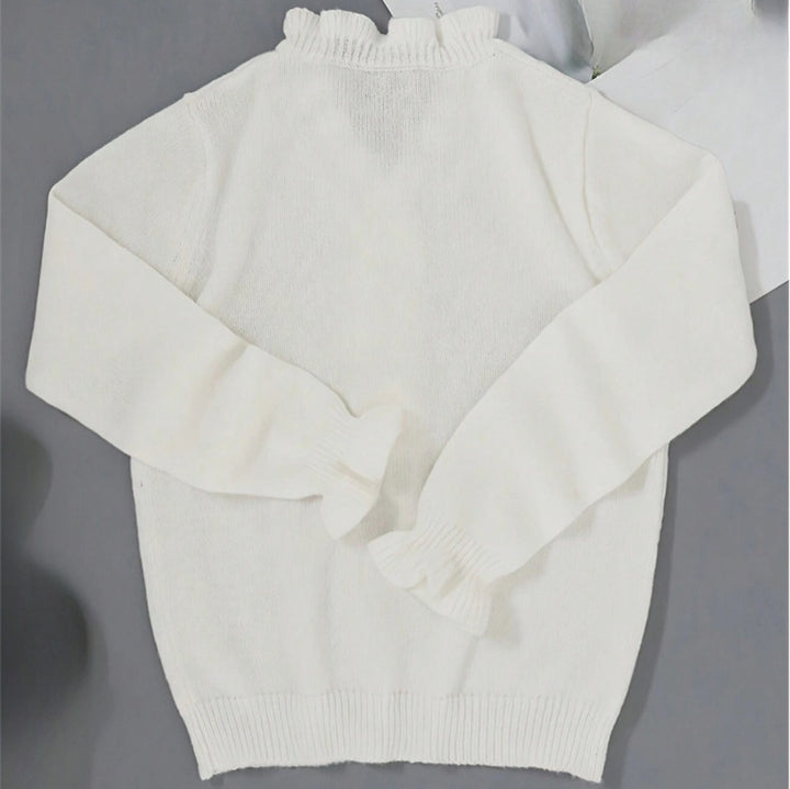 Damen Bluse mit Rüschensaum und dekorativen Knöpfen Drune