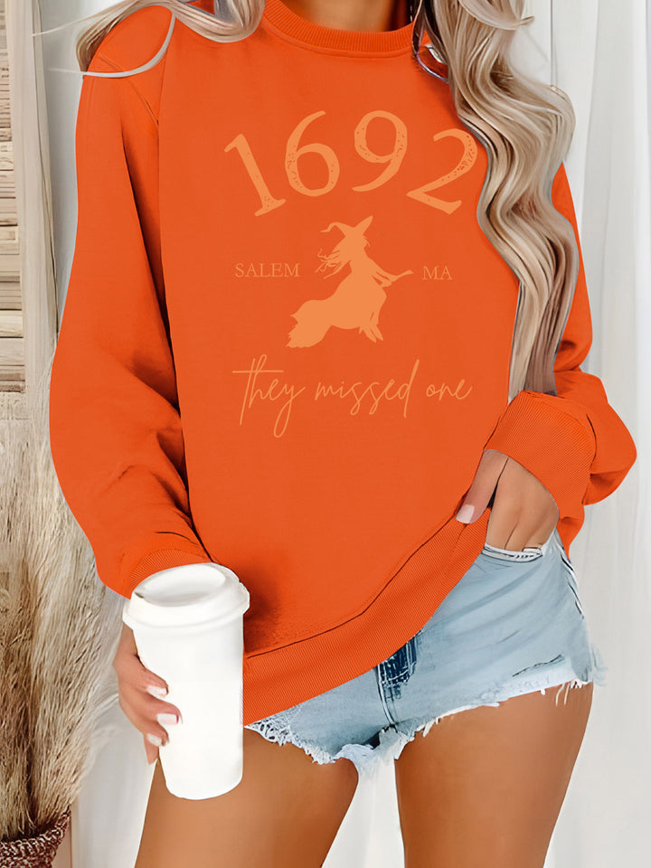 Damen Sweatshirt mit kreativem Witch-Motiv und gemütlichem Schnitt Drune
