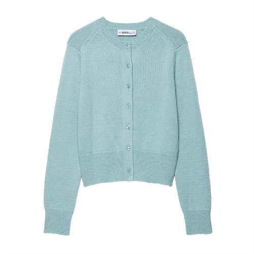 Damen leichte Strickjacke mit Knopfleiste und klassischem Rundhalsausschnitt Drune
