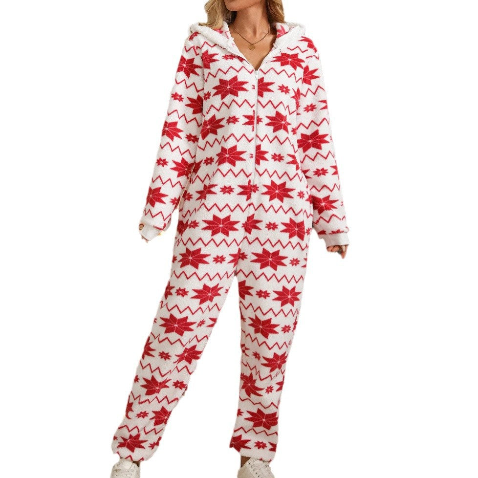 Damen Kuscheliger Onesie mit festlichem Muster Drune