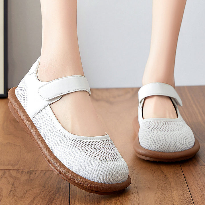 Damen nan atmungsaktive Mary-Jane Slipper mit Klettverschluss und ergonomischer Komfortsohle Drune