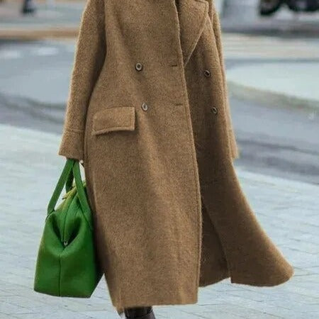 Damen Oversized-Mantel mit doppelter Knopfleiste und Stehkragen