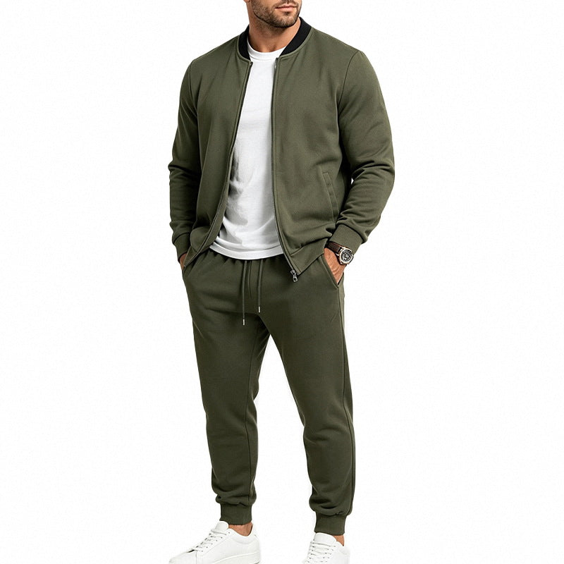 Herren nan sportives zweiteiliges Jogginganzug-Set mit Bomberjacke und konisch zulaufender Jogginghose Drune