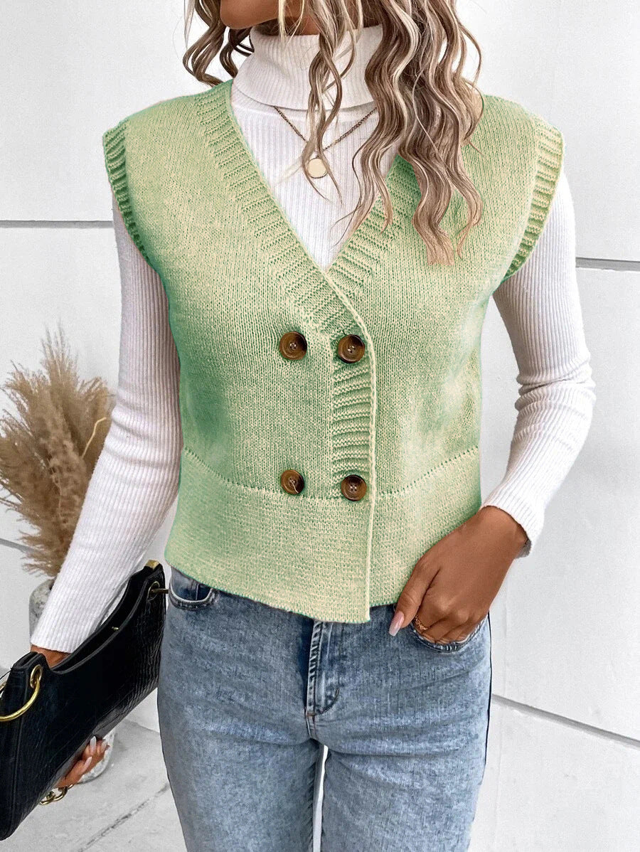 Damen Strickweste mit doppelter Knopfleiste Drune