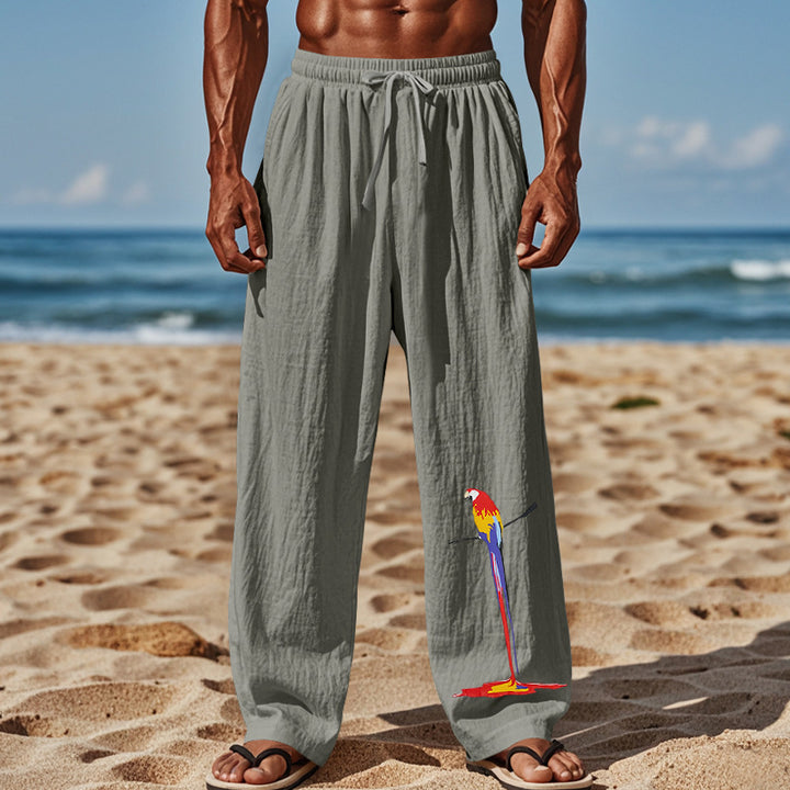 Herren Strandhose aus leichtem, atmungsaktivem Gewebe mit buntem Print Drune