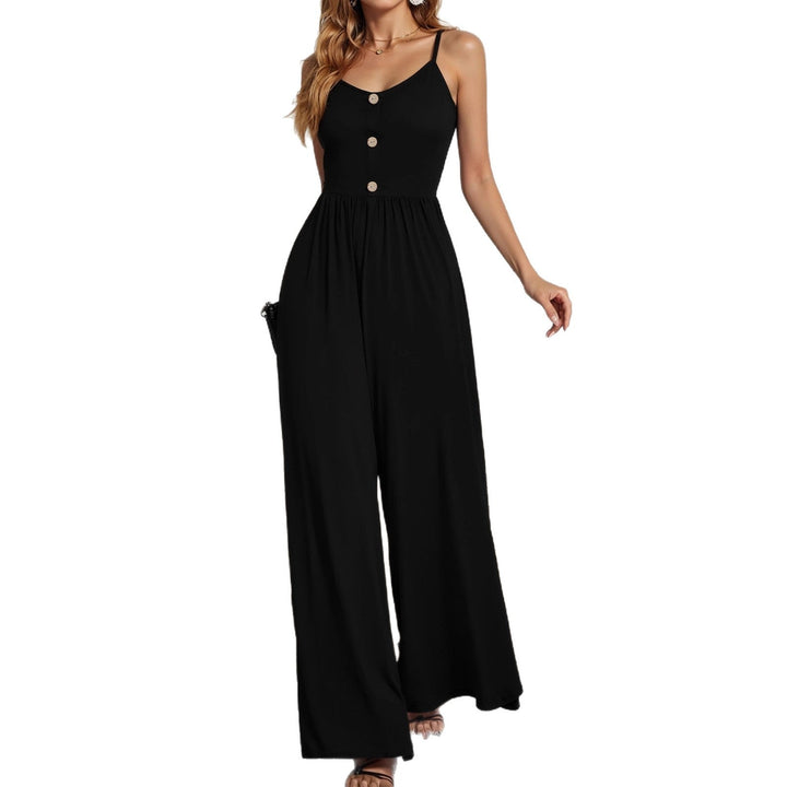 Damen Jumpsuit mit knöpfbarem Oberteil und weitem Bein Drune