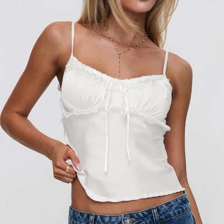 Damen Leichtes Spaghetti-Top mit Rüschendetails Drune