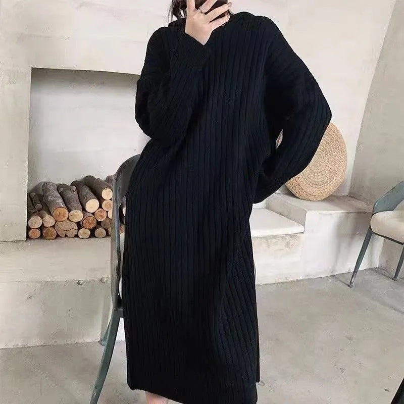 Damen Strickpullover mit Kapuze und Rippstruktur Drune