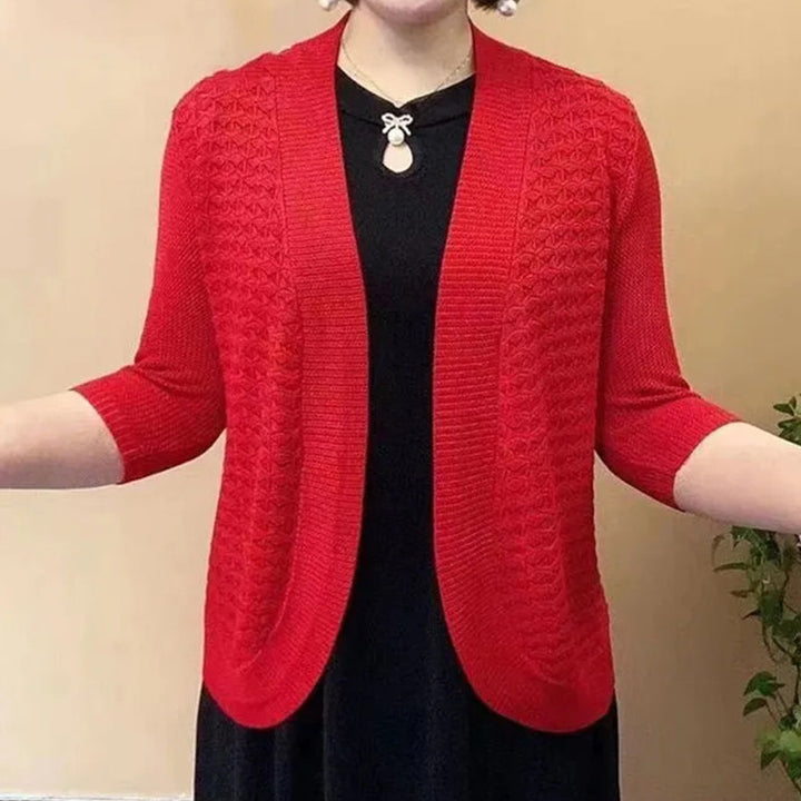Damen Strickjacke mit 3/4-Ärmeln und strukturiertem Muster Drune