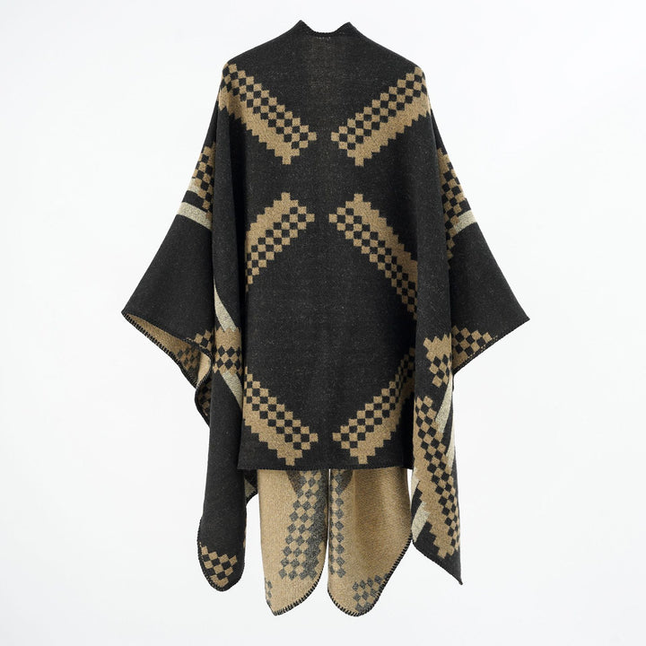 Damen Wickelponcho mit modernem geometrischem Muster und qualitativ hochwertiger Verarbeitung Drune