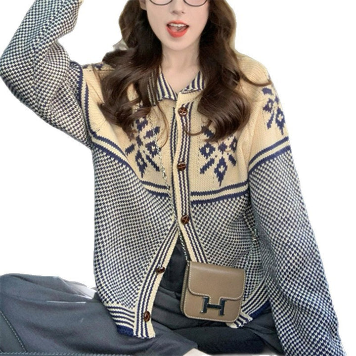 Damen Strickjacke mit festlichem Motiv und praktischen Taschen Drune