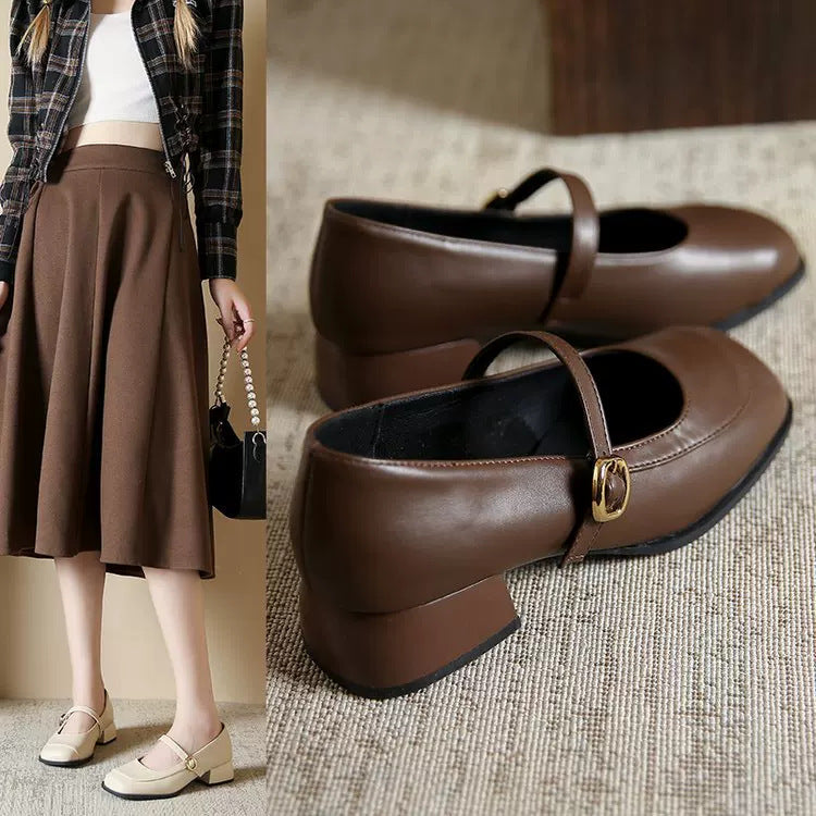 Damen Elegante Mary Janes mit modischem Riemen und komfortablem Blockabsatz Drune