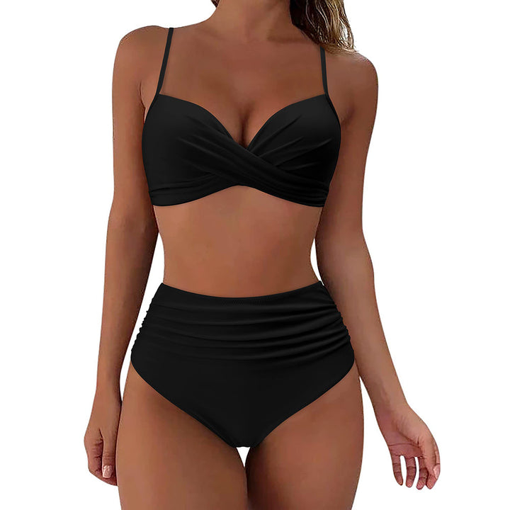 Damen Hochtailliertes Bikini-Set mit Raffungen Drune
