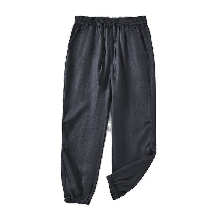 Damen lässige Leinenhose mit elastischem Bund und seitlichen Taschen Drune