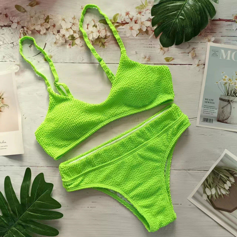 Damen Triangel-Bikini mit elastischem Wellenmuster und komfortablem Schnitt Drune