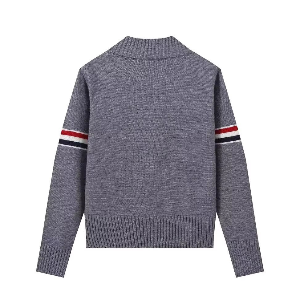 Damen modische Strickjacke mit Rundhalsausschnitt Drune