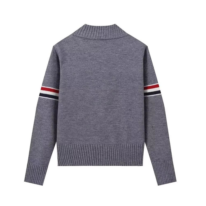Damen modische Strickjacke mit Rundhalsausschnitt Drune