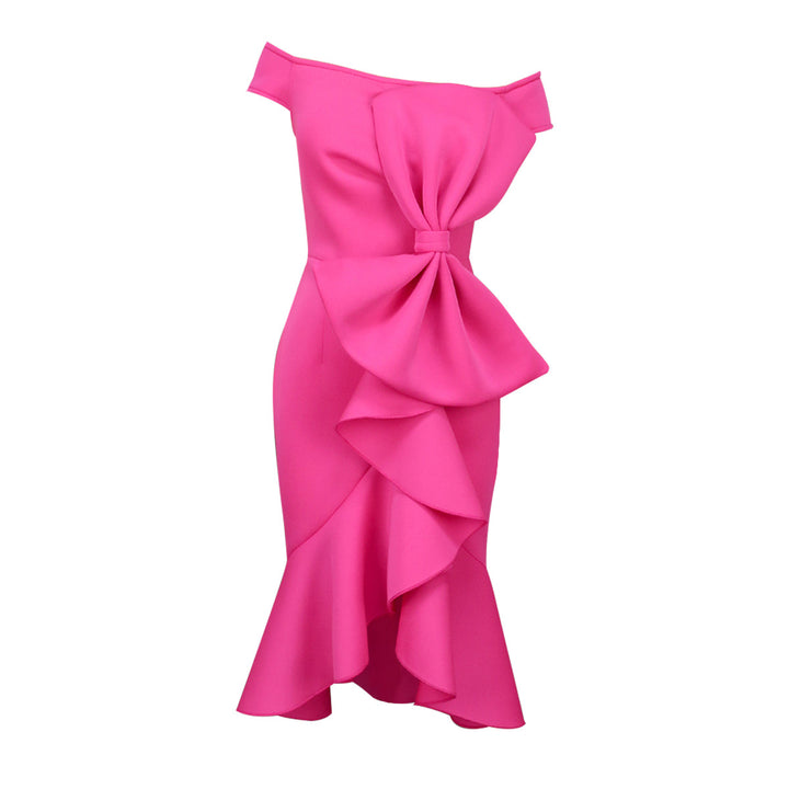 Damen Elegantes Wickelkleid mit Rüschen und Off-Shoulder Design Drune