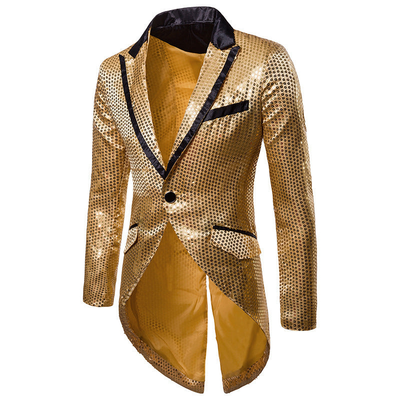 Herren eleganter Pailletten-Blazer mit asymmetrischem Schnitt und luxuriösem Design Drune