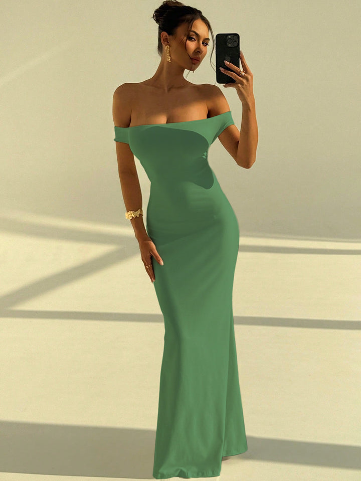 Damen Elegantes Off-Shoulder Maxikleid mit figurbetontem Schnitt Drune