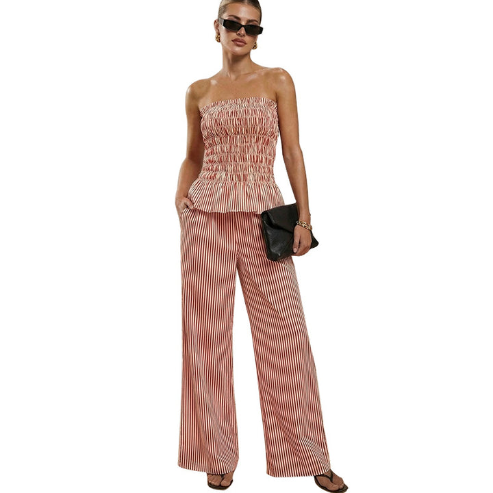 Damen Peplum-Hosenanzug mit eleganter Rippstruktur Drune
