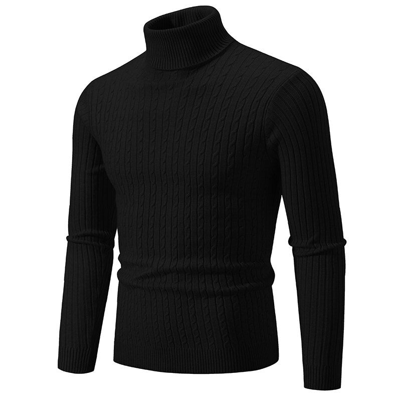 Herren nan Rollkragenpullover mit Zopfstrick und schlanker Passform Drune