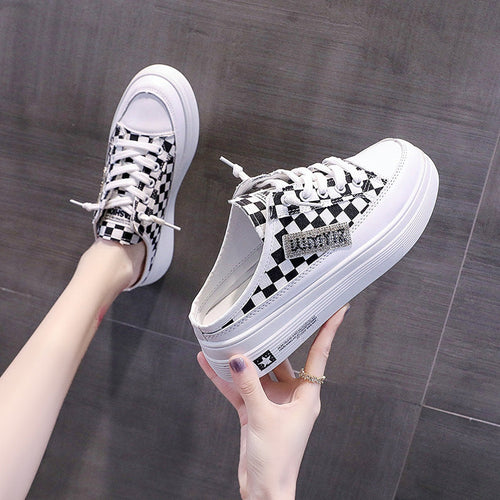 Damen Bequeme Sneaker mit modischem Schachbrettmuster Drune