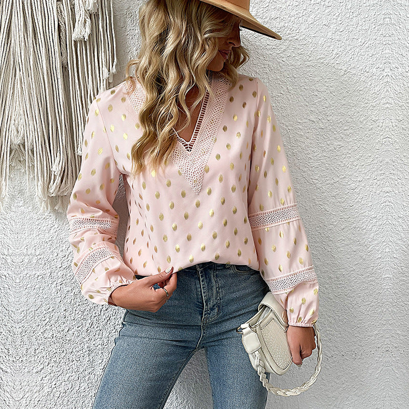 Damen Bluse mit feinen Spitzenakzenten und eleganten Detail-Elementen Drune