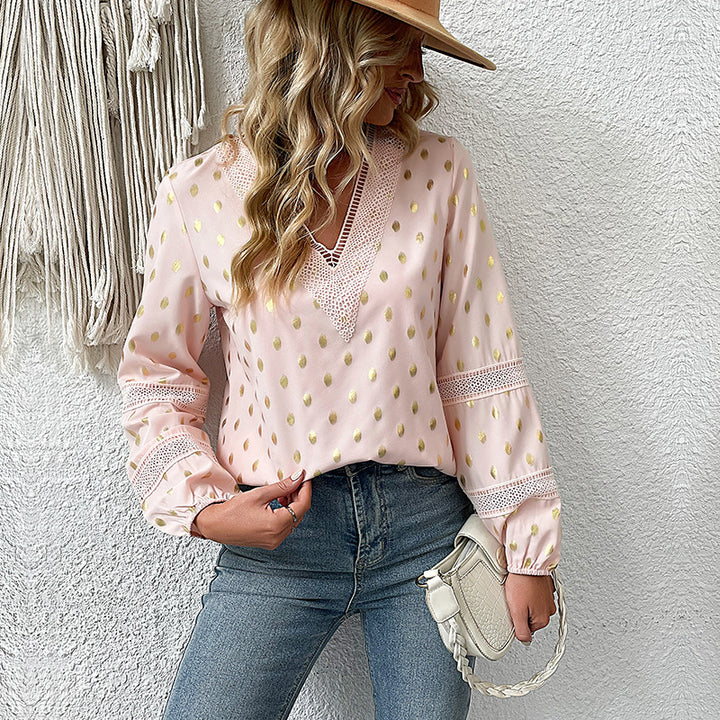 Damen Bluse mit Rüschendetails und eleganter Spitze Drune