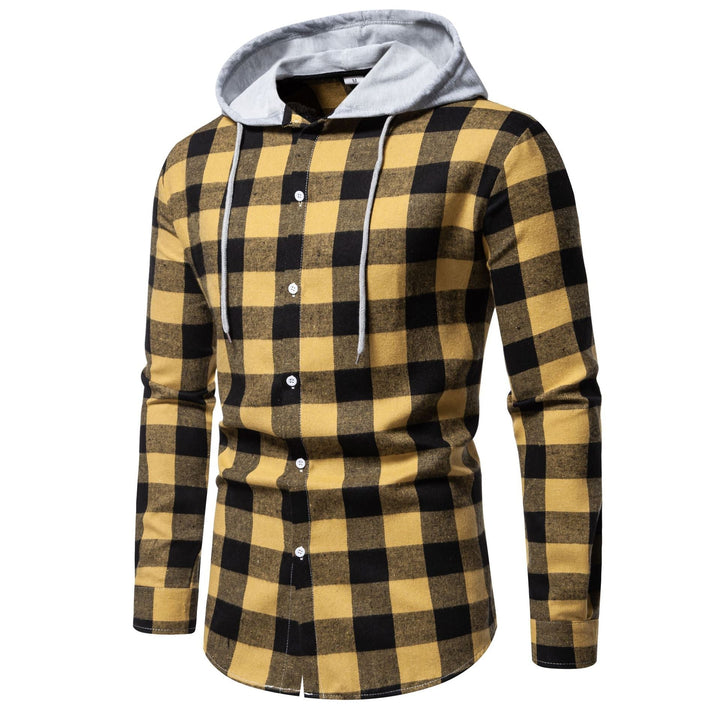 Herren Karo-Hemdjacke mit Kapuze und modernem Schnitt Drune