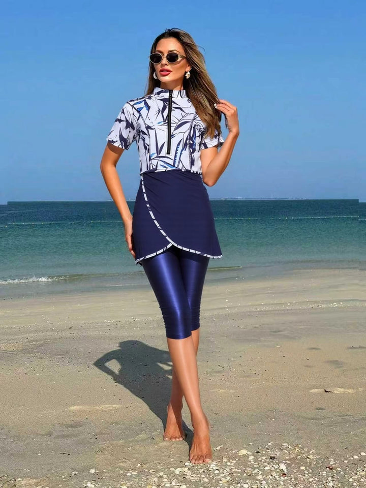 Damen sportlicher Zweiteiler mit langem Oberteil und figurschmeichelnden Leggings Drune