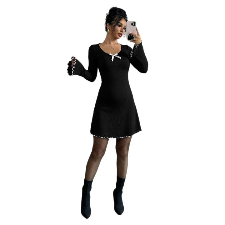 Damen Minikleid mit dekorativen Rüschendetails und charmantem Schleifendekor Drune