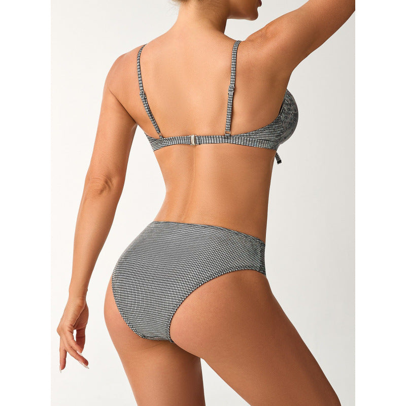 Damen Bikini mit modischem Knoten und hoch geschnittenem Slip Drune