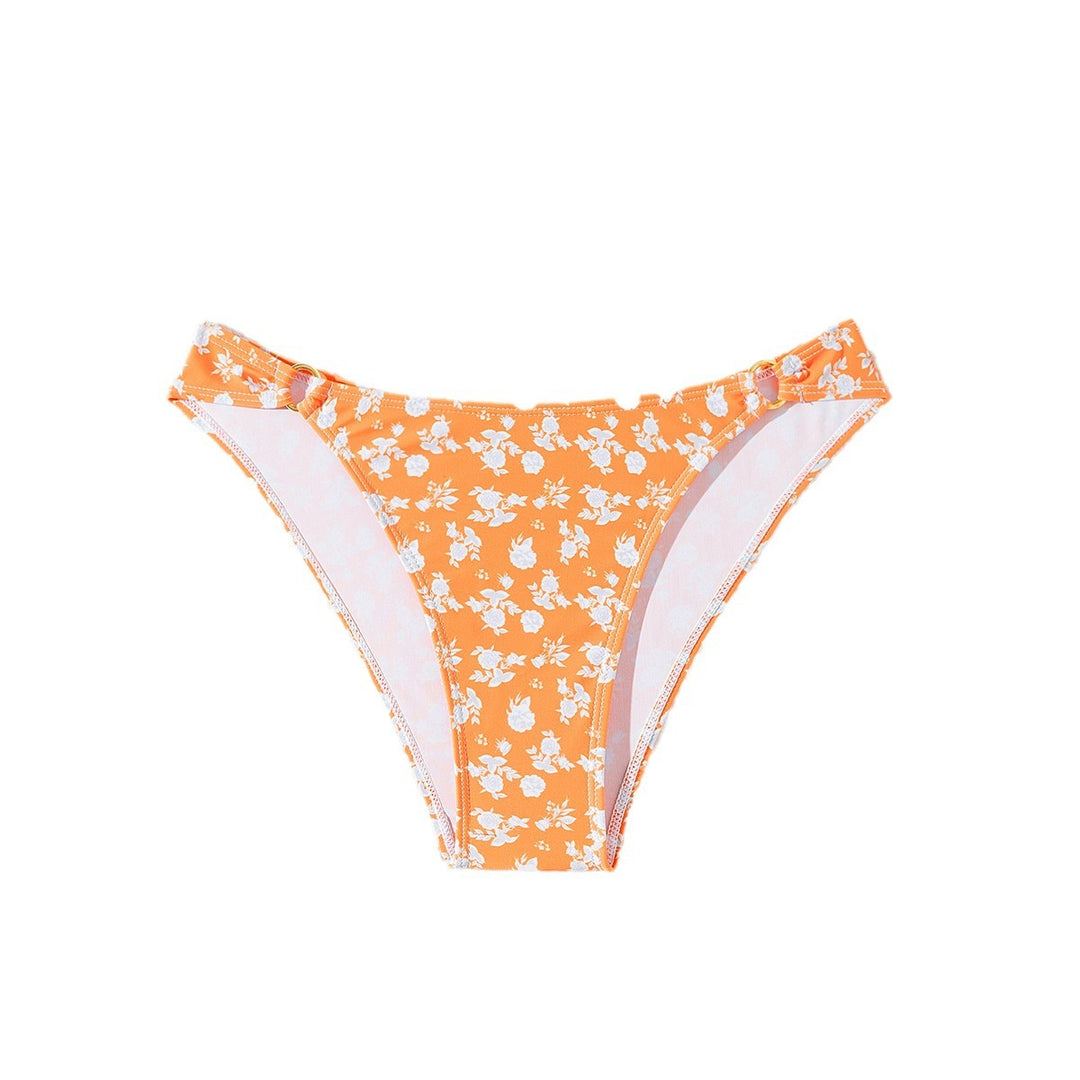 Damen Bikini-Höschen mit floralem Design und goldenen Akzenten Drune