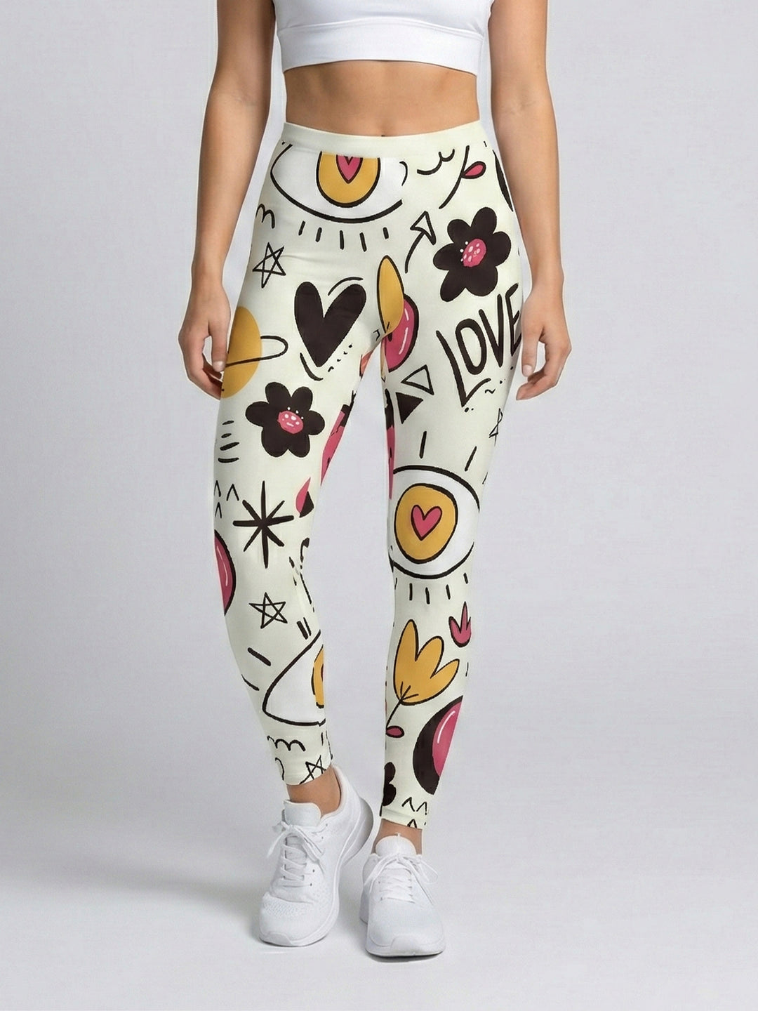Damen Sportleggings mit stylischem Sternen-Design und hohem Bund Drune