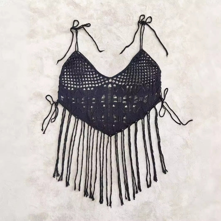 Damen Häkel-Bikinioberteil mit fransigen Details Drune