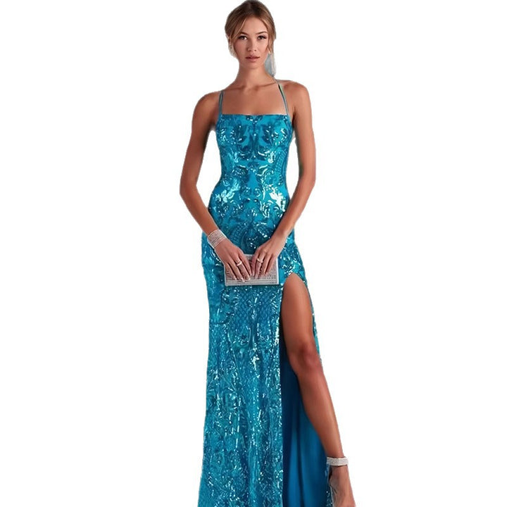 Damen Elegantes Abendkleid mit transparenten Akzenten und hohem Schlitz Drune