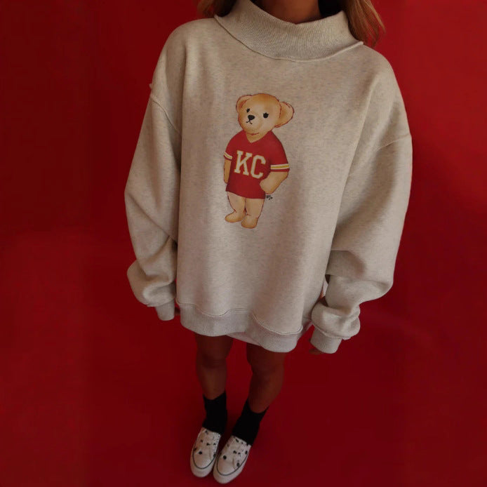 Damen oversized Sweatshirt mit niedlichem Bärenmotiv Drune