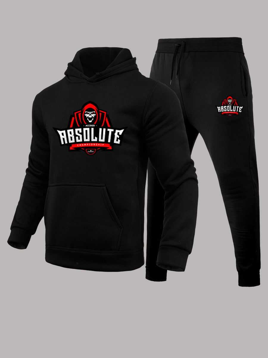 Herren Kapuzenpullover und Jogginghose Set mit sportlichem Grafikdruck Drune