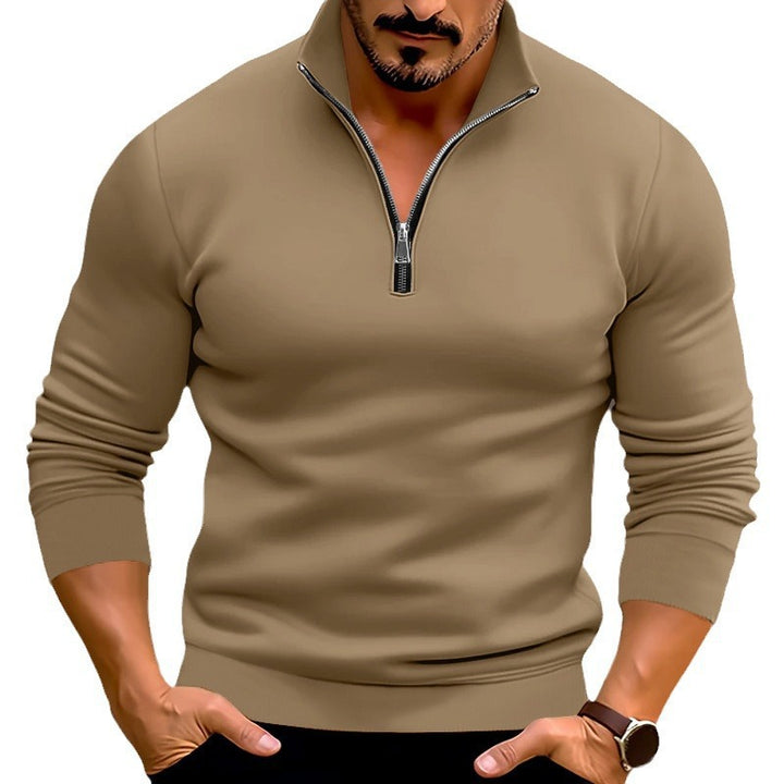 Herren Pullover mit halbem Reißverschluss und modernen Akzenten Drune