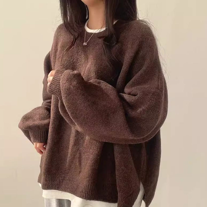 Damen oversized Strickpullover mit weiten Ärmeln und lässigem Schnitt Drune
