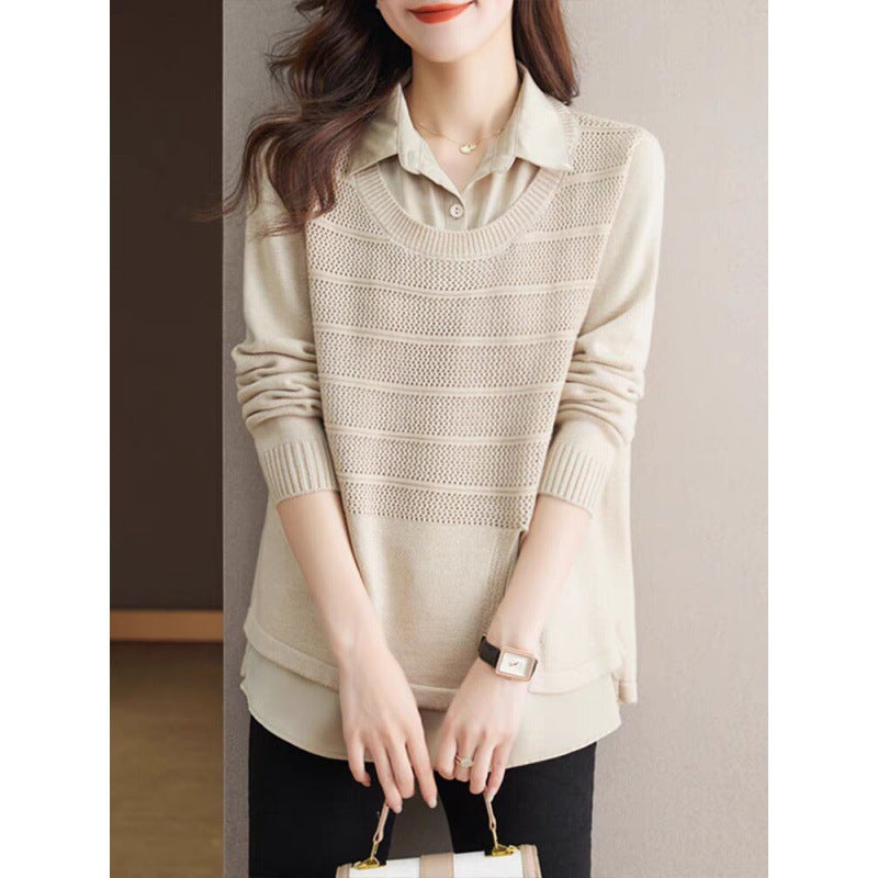 Damen Strickpullover mit layerndem Design und harmonischer Textur Drune