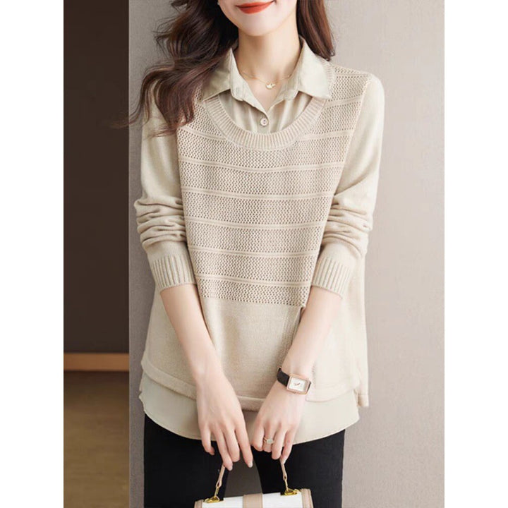 Damen Strickpullover mit layerndem Design und harmonischer Textur Drune