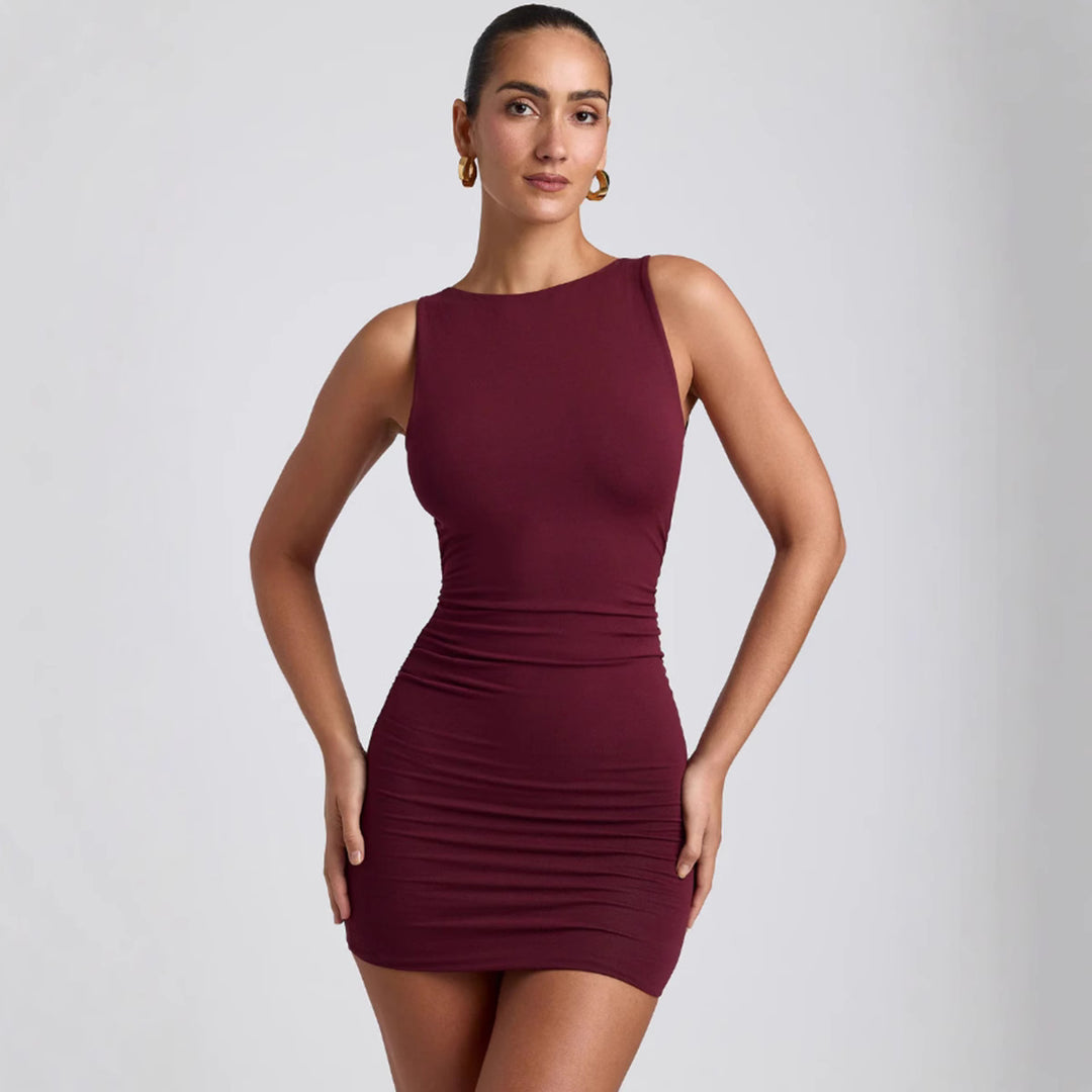 Damen figurbetontes Mikrokleid mit breiten Trägern und Komfortstretch Drune