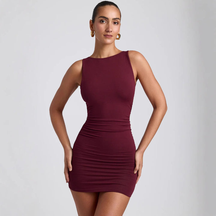 Damen figurbetontes Mikrokleid mit breiten Trägern und Komfortstretch Drune