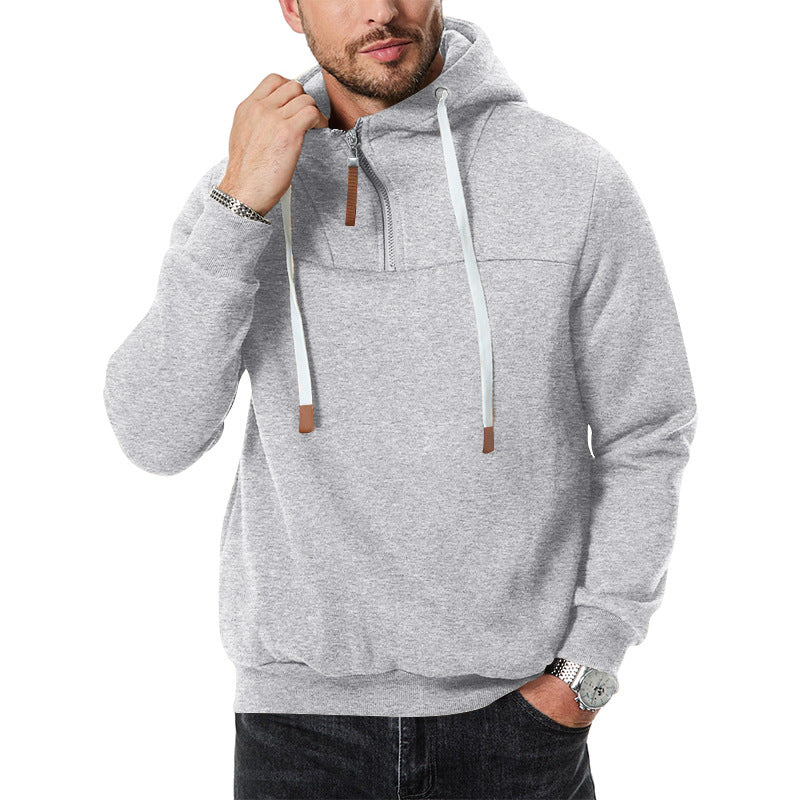 Herren lässiger Kapuzenpullover mit hochwertigem Reißverschluss und strukturiertem Stoff Drune