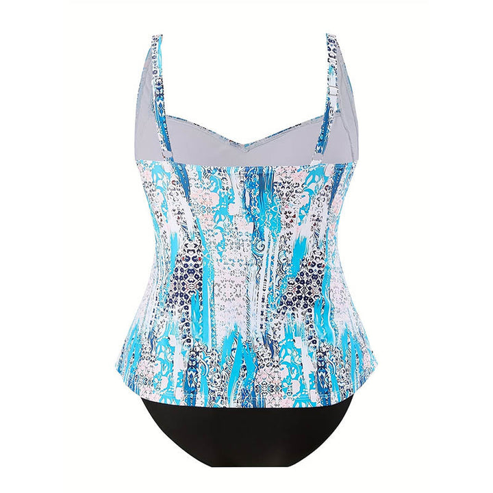 Damen Tankini-Oberteil mit modischem Schnitt und unterstützenden Raffungselementen Drune