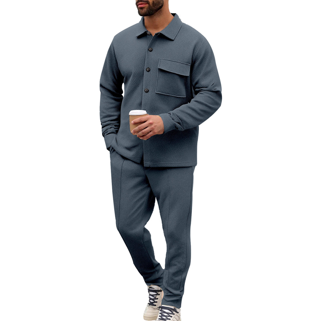 Herren nan Hemdenjacke-Set mit aufgesetzter Klappentasche und konischer Komforthose Drune
